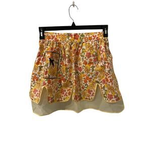 Yellow Sheer Reversible Organza Half Apron Pockets Hostess-Vintage